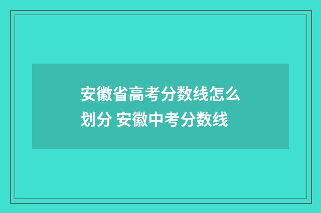 安徽省高考分数线怎么划分 安徽中考分数线
