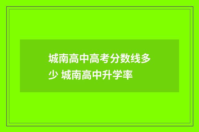 城南高中高考分数线多少 城南高中升学率