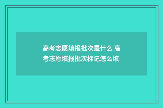 高考志愿填报批次是什么 高考志愿填报批次标记怎么填