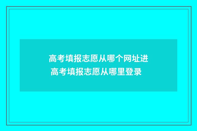 高考填报志愿从哪个网址进 高考填报志愿从哪里登录