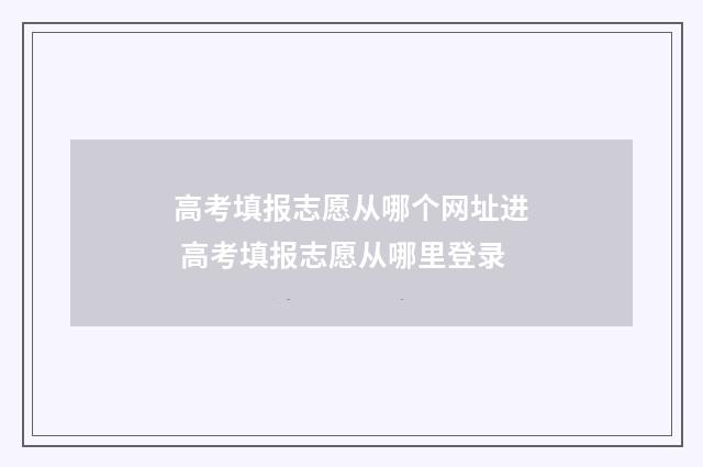 高考填报志愿从哪个网址进 高考填报志愿从哪里登录