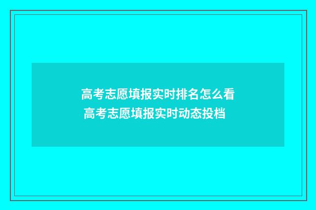 高考志愿填报实时排名怎么看 高考志愿填报实时动态投档