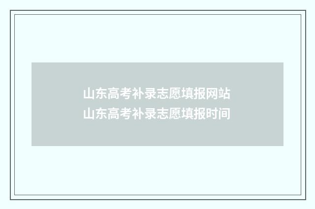 山东高考补录志愿填报网站 山东高考补录志愿填报时间