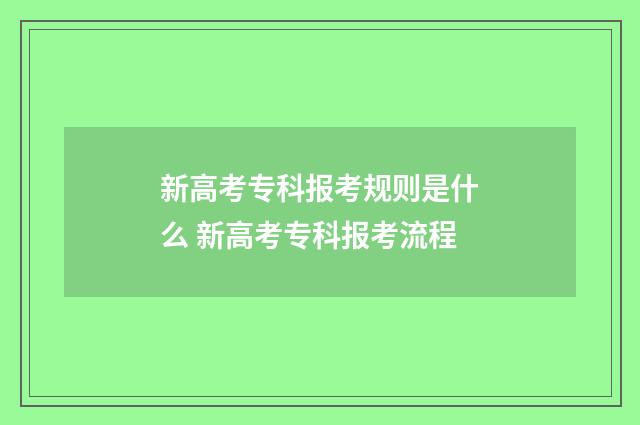 新高考专科报考规则是什么 新高考专科报考流程