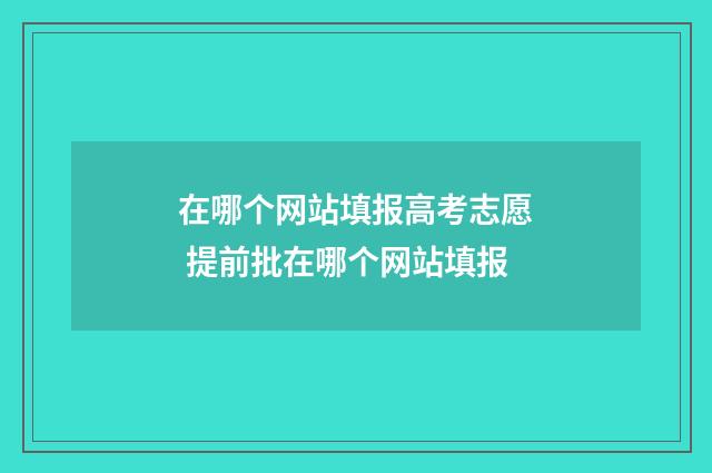 在哪个网站填报高考志愿 提前批在哪个网站填报