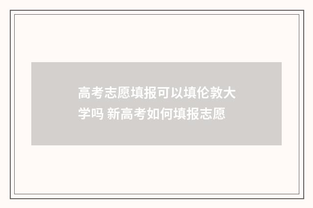 高考志愿填报可以填伦敦大学吗 新高考如何填报志愿