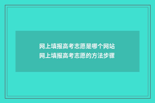 网上填报高考志愿是哪个网站 网上填报高考志愿的方法步骤