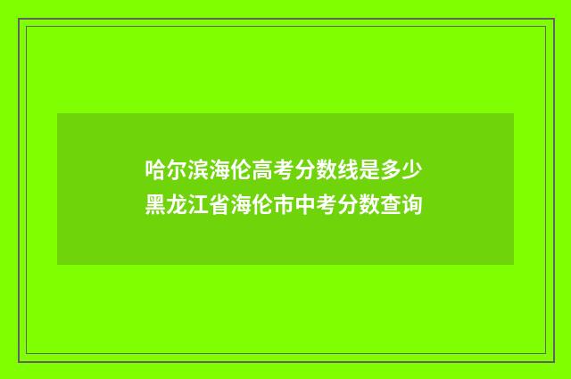 哈尔滨海伦高考分数线是多少 黑龙江省海伦市中考分数查询