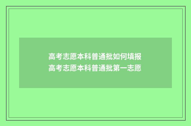 高考志愿本科普通批如何填报 高考志愿本科普通批第一志愿