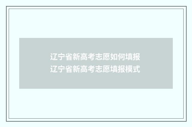 辽宁省新高考志愿如何填报 辽宁省新高考志愿填报模式
