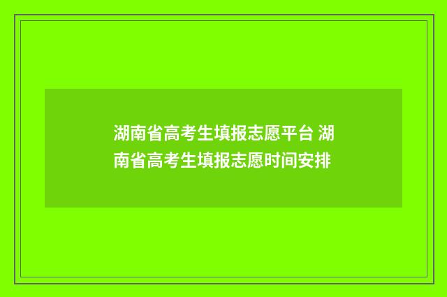 湖南省高考生填报志愿平台 湖南省高考生填报志愿时间安排
