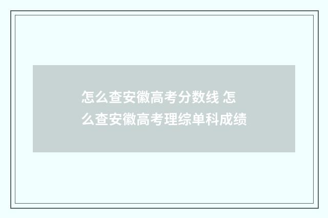 怎么查安徽高考分数线 怎么查安徽高考理综单科成绩