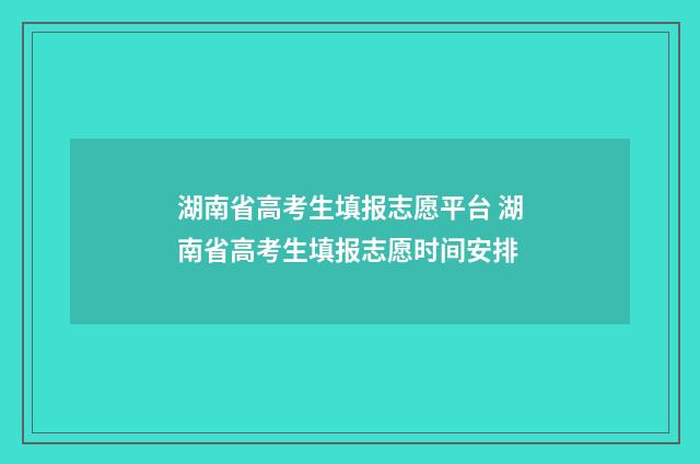 湖南省高考生填报志愿平台 湖南省高考生填报志愿时间安排