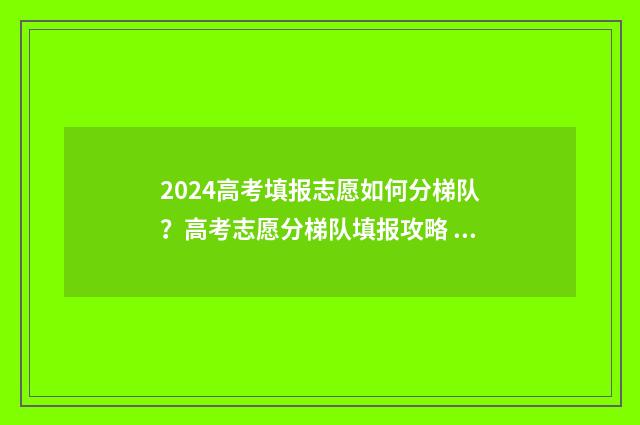 2024高考填报志愿如何分梯队？高考志愿分梯队填报攻略 2024高考填报志愿指南