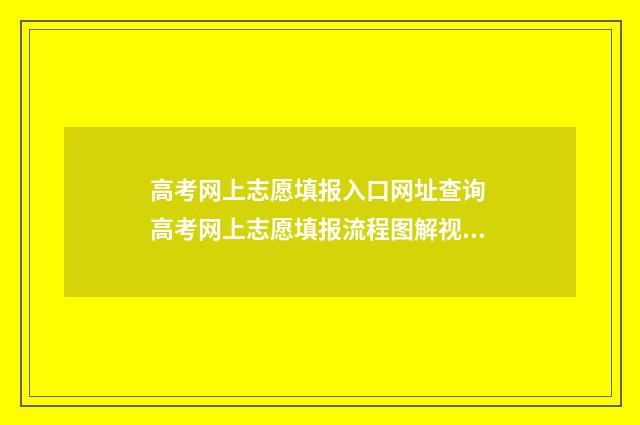 高考网上志愿填报入口网址查询 高考网上志愿填报流程图解视频