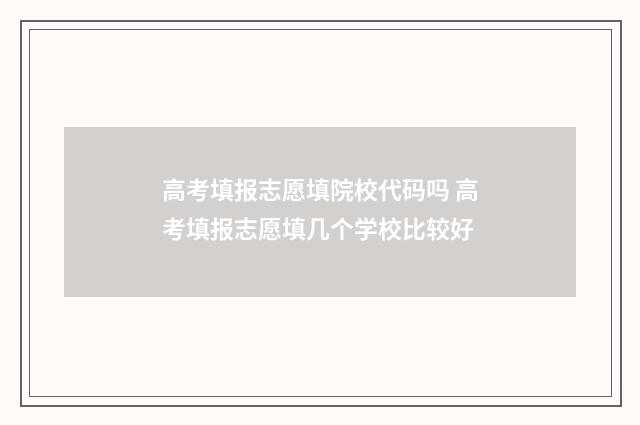 高考填报志愿填院校代码吗 高考填报志愿填几个学校比较好