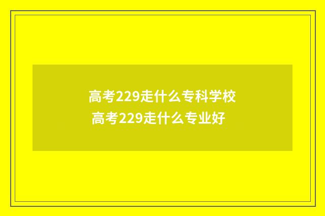高考229走什么专科学校 高考229走什么专业好