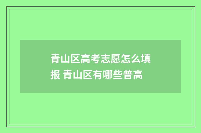 青山区高考志愿怎么填报 青山区有哪些普高