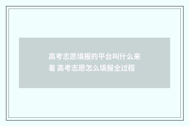 高考志愿填报的平台叫什么来着 高考志愿怎么填报全过程