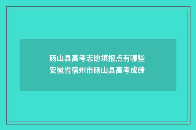 砀山县高考志愿填报点有哪些 安徽省宿州市砀山县高考成绩