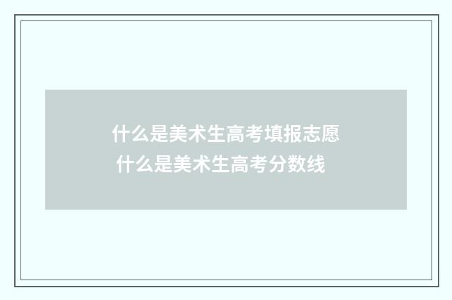 什么是美术生高考填报志愿 什么是美术生高考分数线