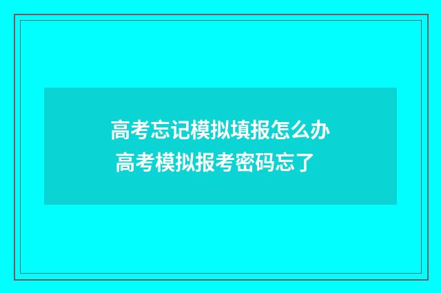 高考忘记模拟填报怎么办 高考模拟报考密码忘了