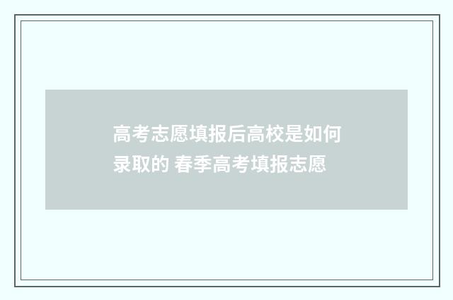 高考志愿填报后高校是如何录取的 春季高考填报志愿