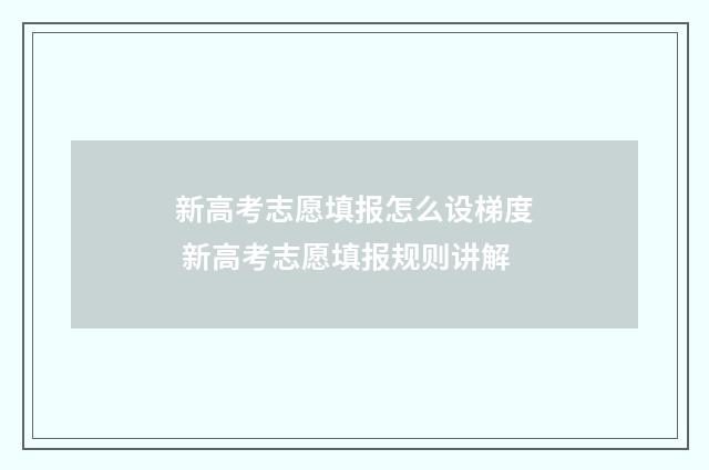 新高考志愿填报怎么设梯度 新高考志愿填报规则讲解