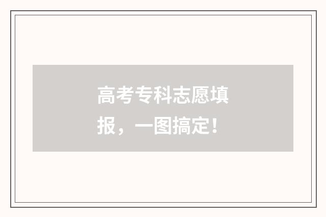 高考专科志愿填报，一图搞定！