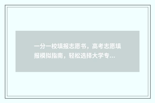 一分一校填报志愿书，高考志愿填报模拟指南，轻松选择大学专业 一分一段报考方案