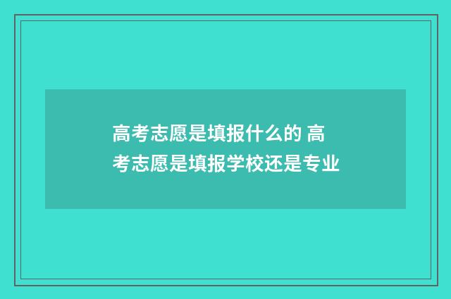 高考志愿是填报什么的 高考志愿是填报学校还是专业