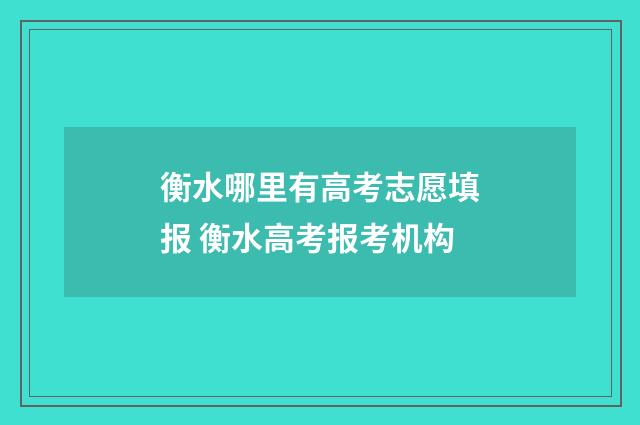 衡水哪里有高考志愿填报 衡水高考报考机构