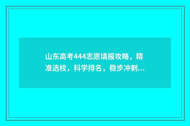 山东高考444志愿填报攻略，精准选校，科学排名，稳步冲刺！ 山东高考96个志愿