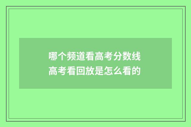 哪个频道看高考分数线 高考看回放是怎么看的