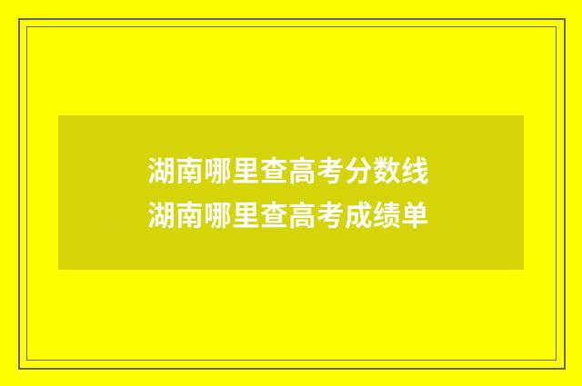 湖南哪里查高考分数线 湖南哪里查高考成绩单