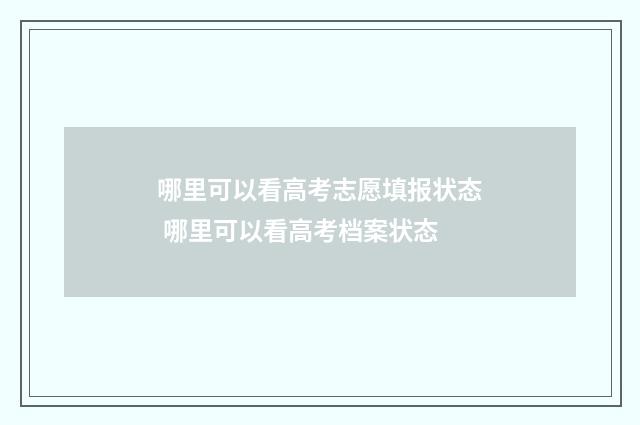 哪里可以看高考志愿填报状态 哪里可以看高考档案状态