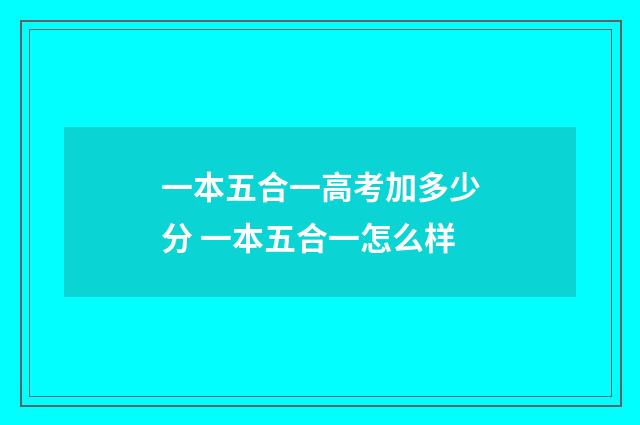 一本五合一高考加多少分 一本五合一怎么样