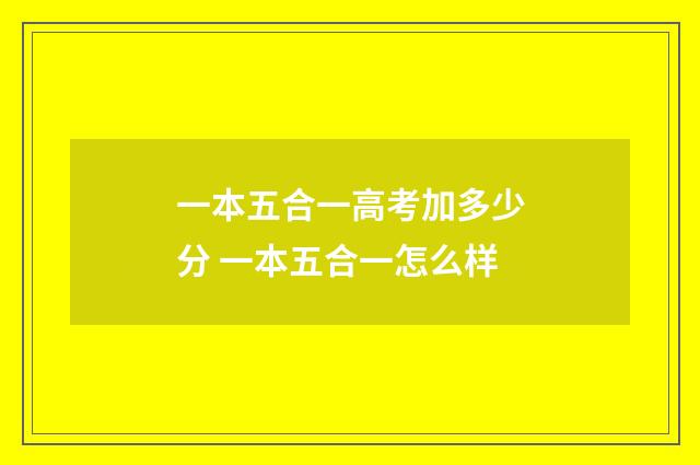 一本五合一高考加多少分 一本五合一怎么样