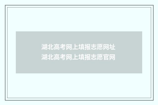 湖北高考网上填报志愿网址 湖北高考网上填报志愿官网