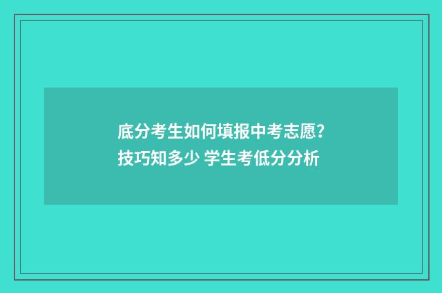底分考生如何填报中考志愿？技巧知多少 学生考低分分析