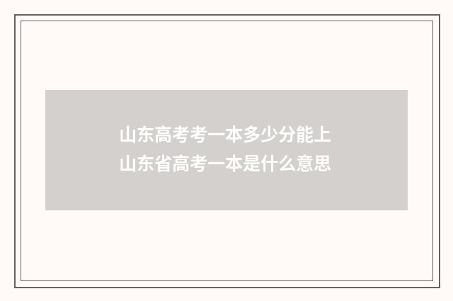 山东高考考一本多少分能上 山东省高考一本是什么意思