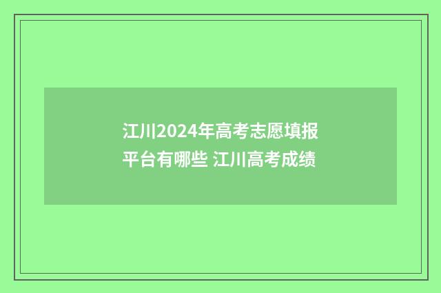 江川2024年高考志愿填报平台有哪些 江川高考成绩