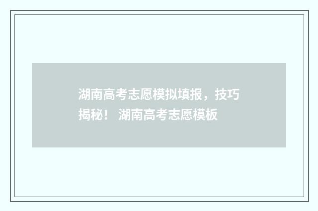 湖南高考志愿模拟填报，技巧揭秘！ 湖南高考志愿模板