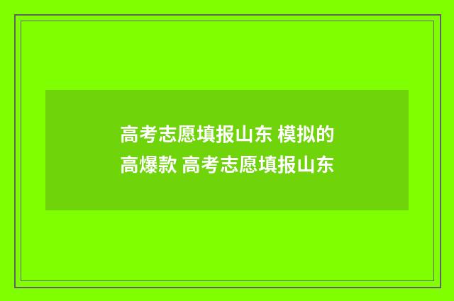 高考志愿填报山东 模拟的高爆款 高考志愿填报山东