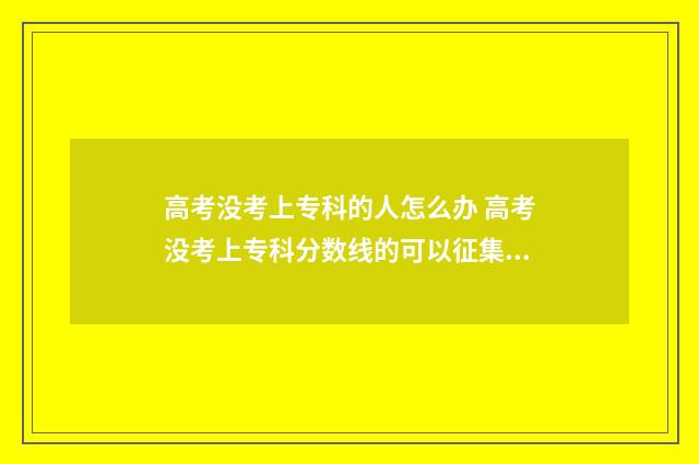 高考没考上专科的人怎么办 高考没考上专科分数线的可以征集吗?
