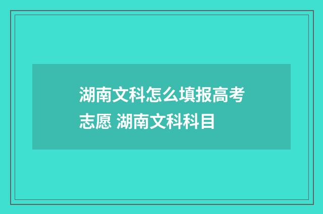 湖南文科怎么填报高考志愿 湖南文科科目