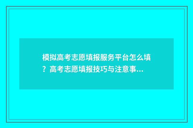 模拟高考志愿填报服务平台怎么填？高考志愿填报技巧与注意事项 模拟高考志愿填报