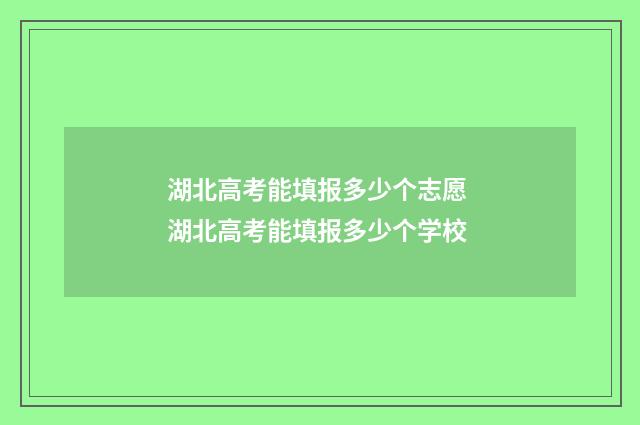 湖北高考能填报多少个志愿 湖北高考能填报多少个学校