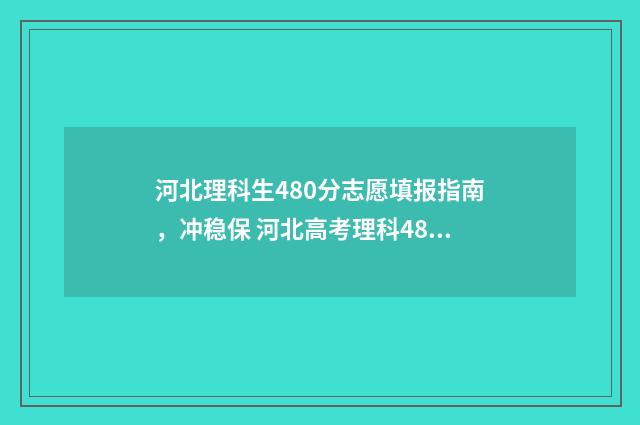 河北理科生480分志愿填报指南，冲稳保 河北高考理科480