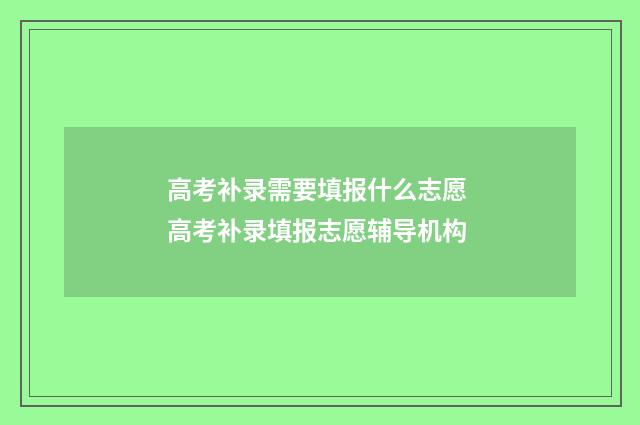 高考补录需要填报什么志愿 高考补录填报志愿辅导机构